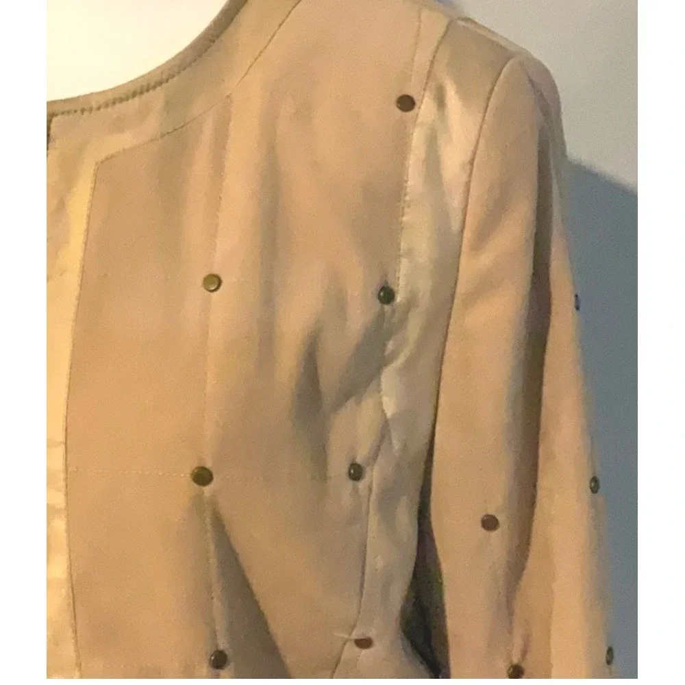 Doncaster Women's Quilted Faux Suede Gold Rivet‎ Studded Jacket zip up size 10